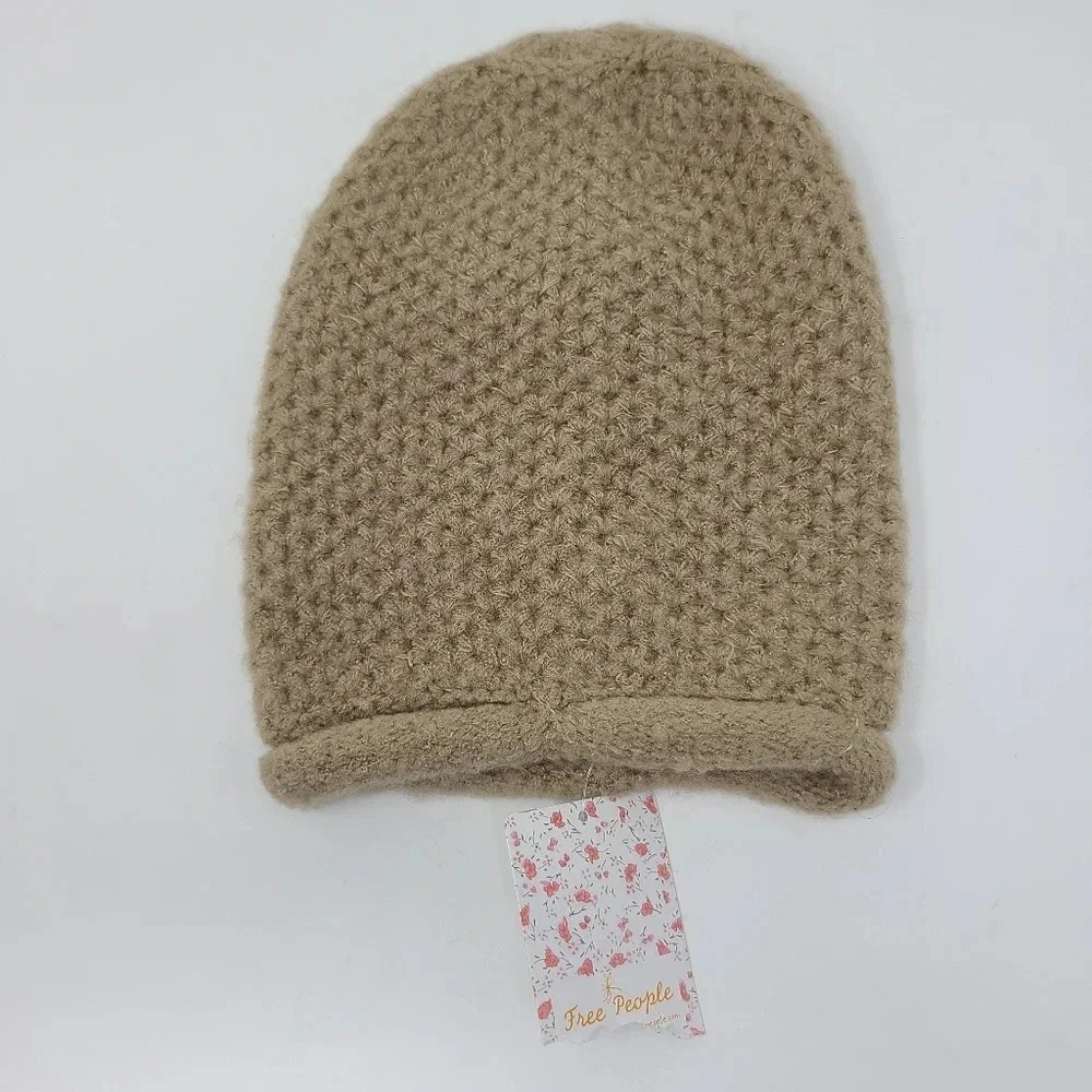 NWT Free People Dreamland Taupe Knit Beanie Hat